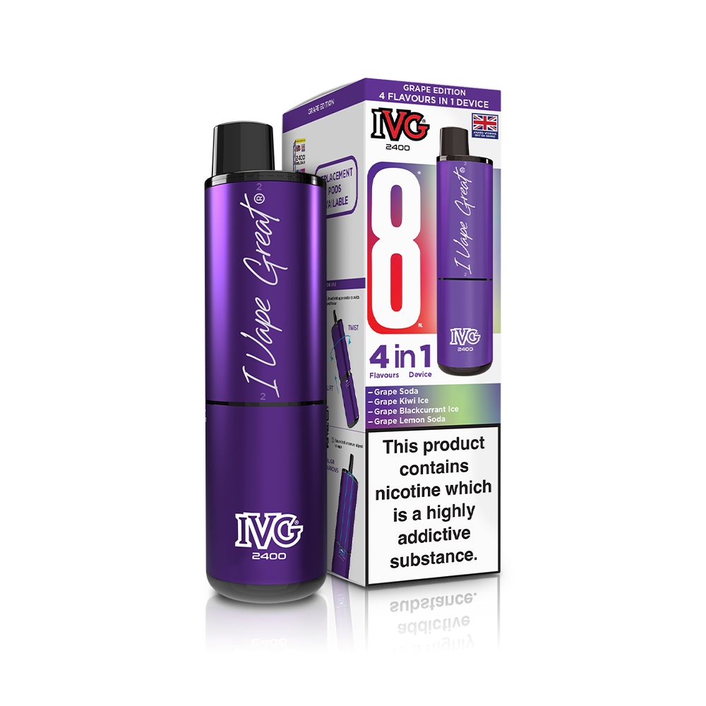 Grape Edition 2400 4 In 1 IVG Disposable Vape Pod Kit