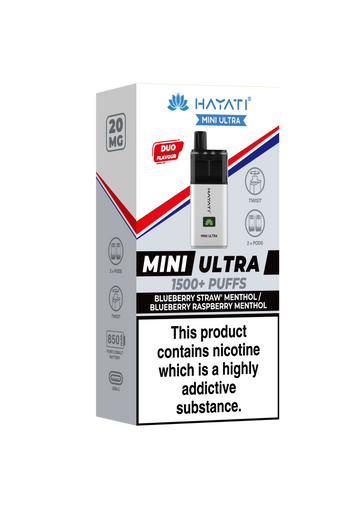 Blueberry Straw Menthol Mini Ultra Hayati Disposable Vape Pod Kit