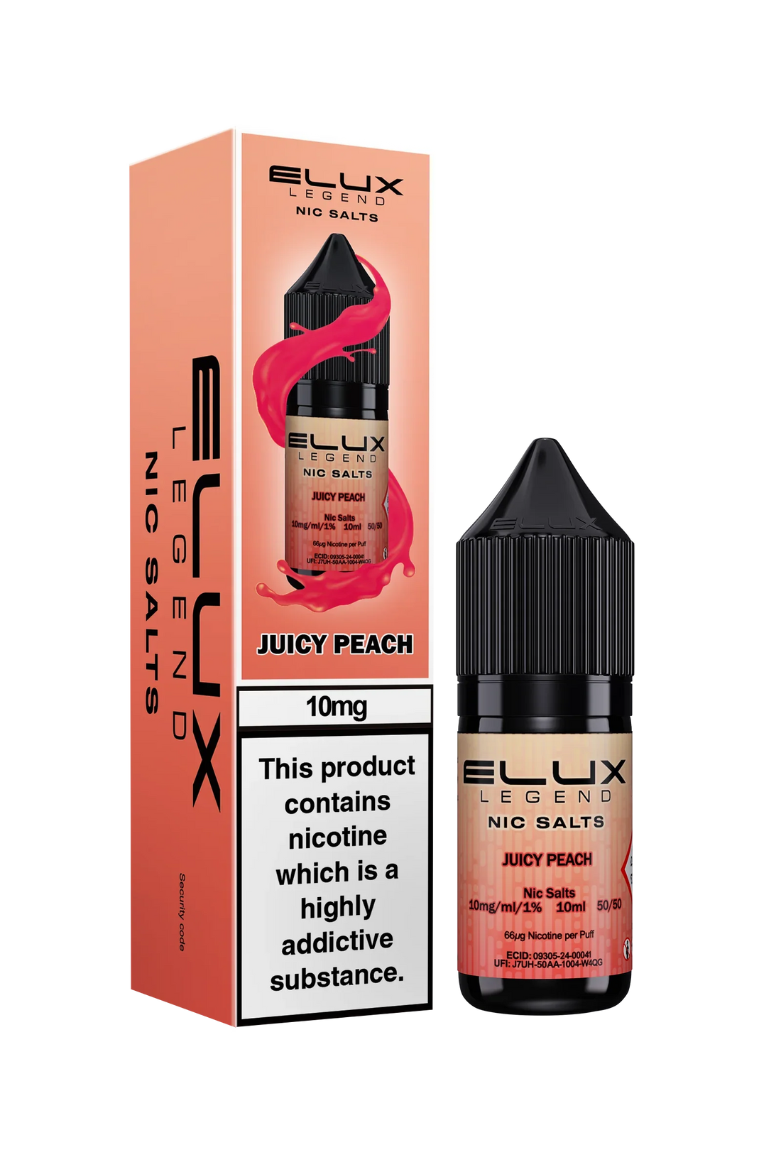 Juicy Peach Elux Legend E-Liquid (Nic Salt) 10ml