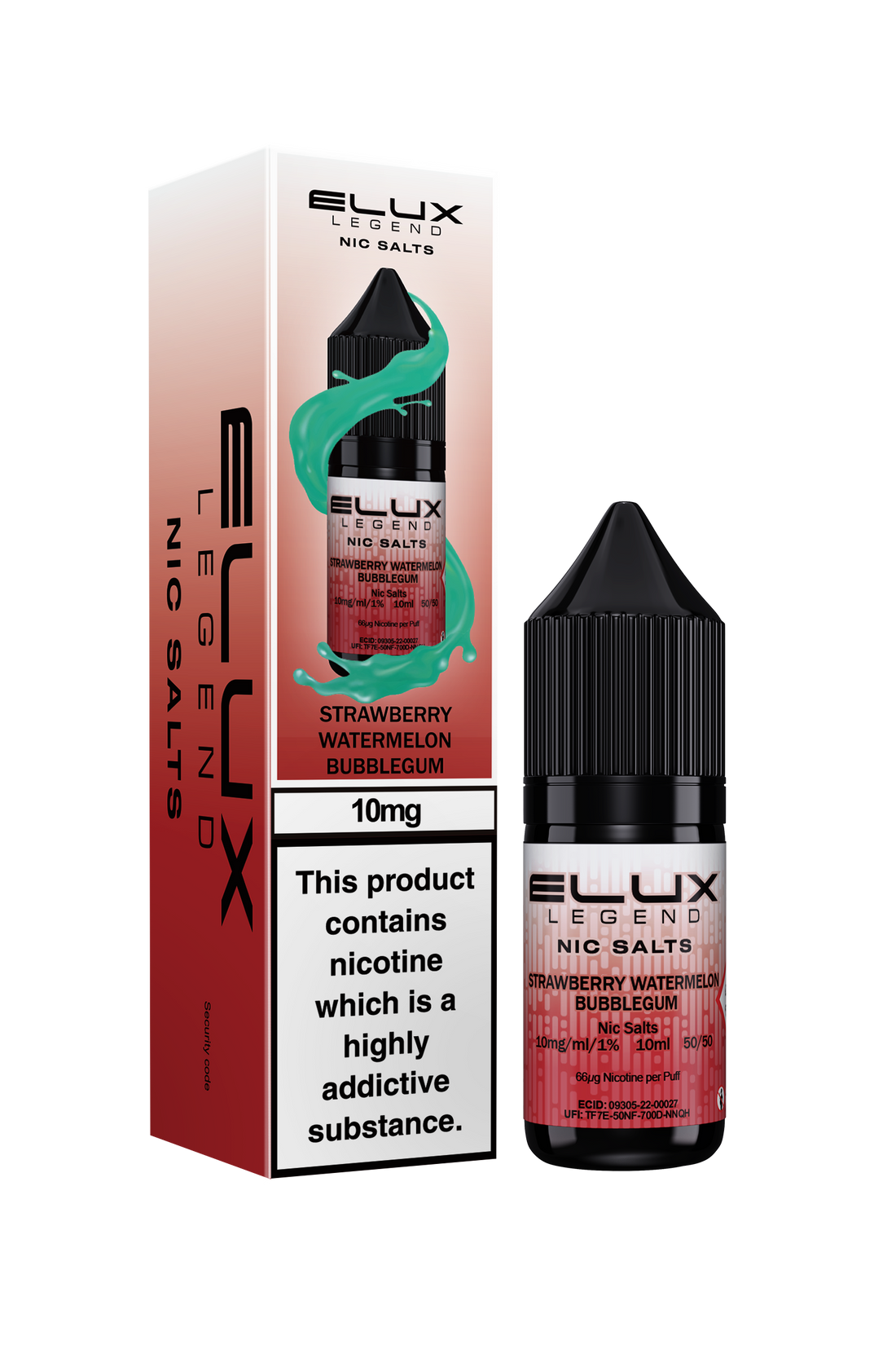 Strawberry Watermelon Bubblegum Elux Legend E-Liquid (Nic Salt) 10ml