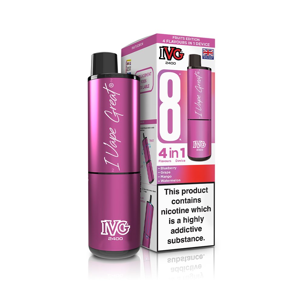 Purple Edition 2400 4 In 1 IVG Disposable Vape Pod Kit