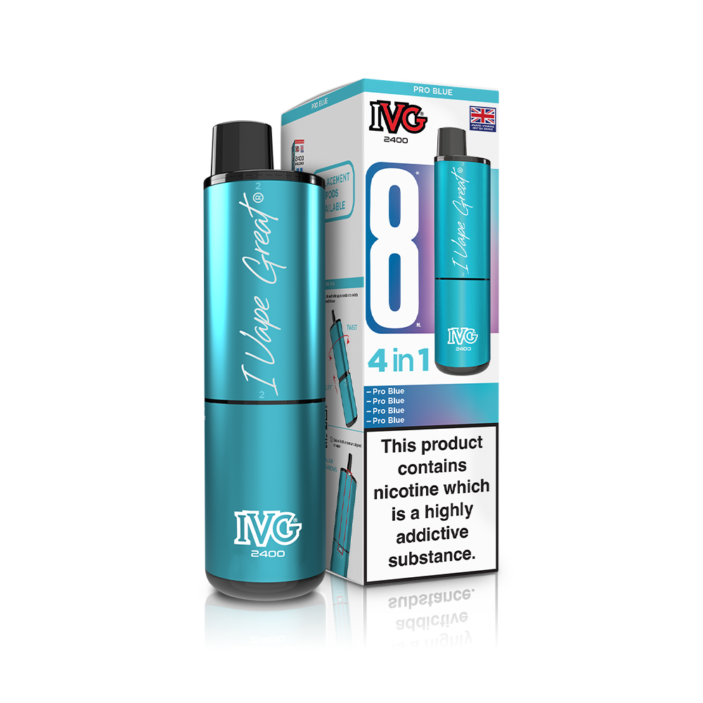 Blue Raspberry Ice 2400 4 In 1 IVG Disposable Vape Pod Kit