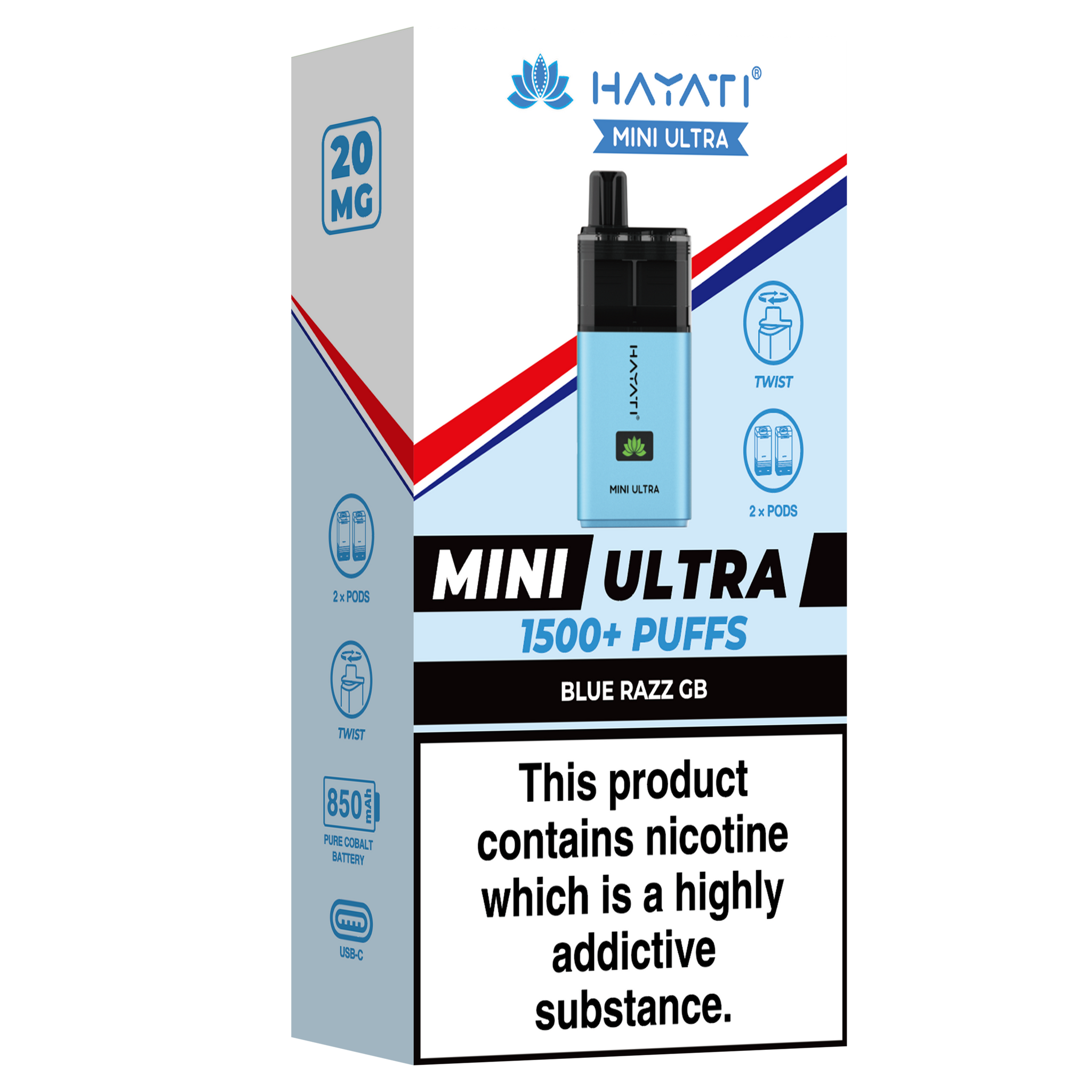 Blue Razz GB Mini Ultra Hayati Disposable Vape Pod Kit