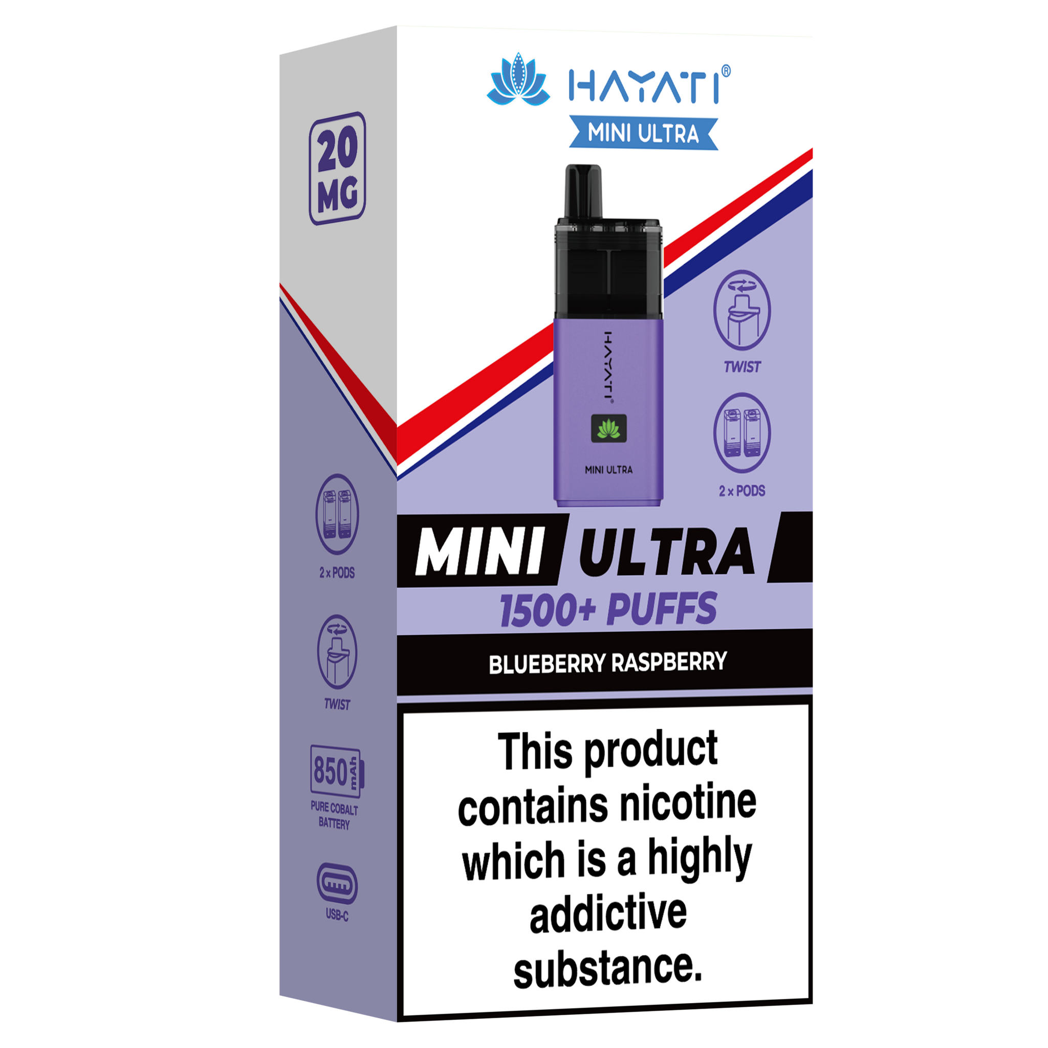 Blueberry Raspberry Mini Ultra Hayati Disposable Vape Pod Kit