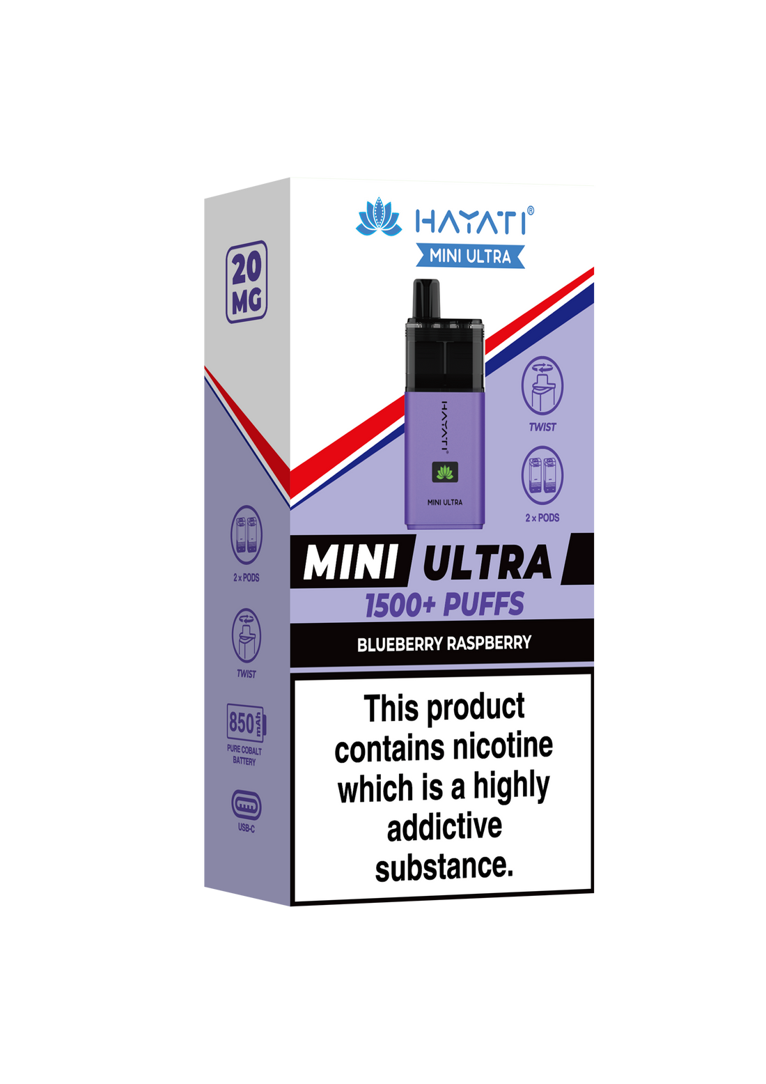 Blueberry Raspberry Mini Ultra Hayati Disposable Vape Pod Kit