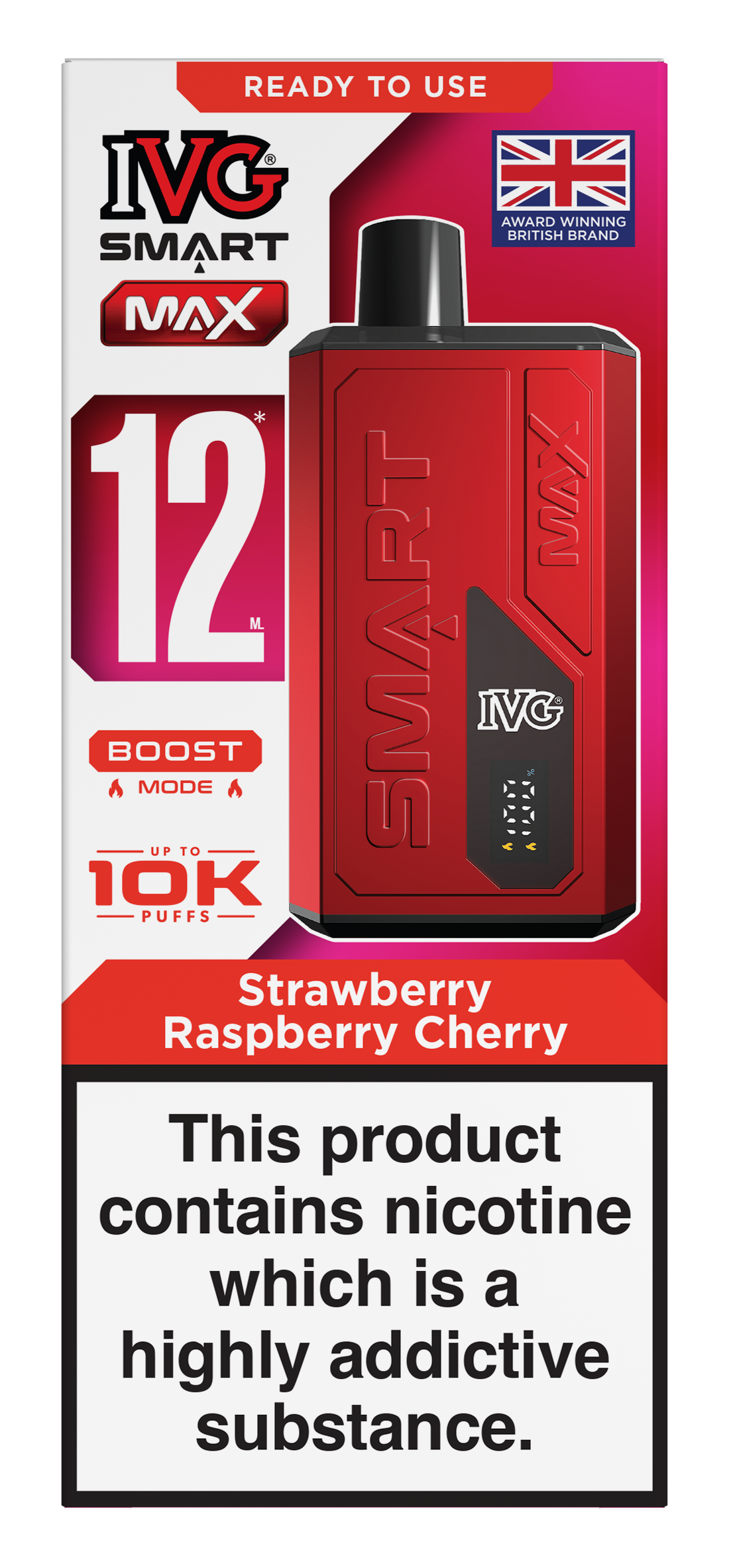 Strawberry Raspberry Cherry Smart Max 10k IVG Disposable Vape Pod Kit
